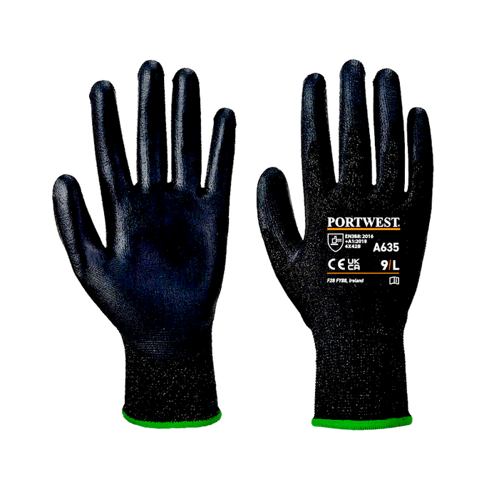 PORTWEST ECO-CUT GLOVE LEVEL B RESISTANCE BLACK A635 SIZE L