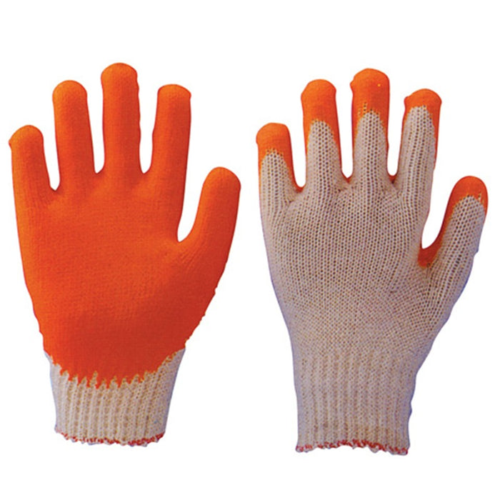 COTTON YARN RUBBER GLOVE-ORANGE PALM(12PAIRS/DOZEN)
