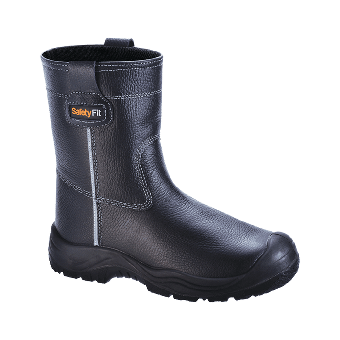SAFETYFIT BLACK BUFFALO FULL GRAIN LEATHER PULL-UP BOOT DUAL DENSITY PU OUTSOLE D12805BK