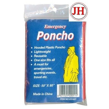 DISPOSABLE RAIN COAT (PONCHO) - 50"X80"