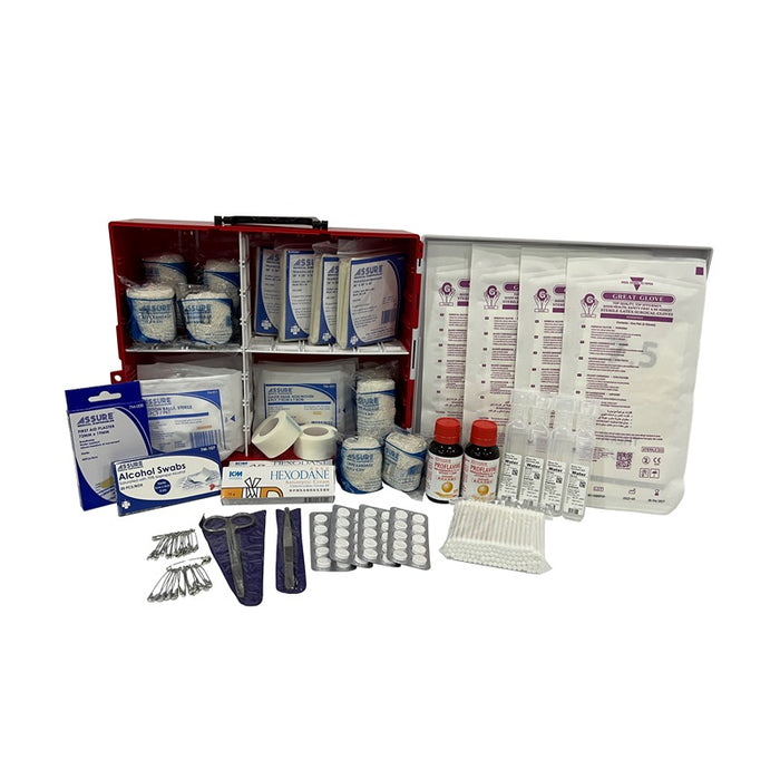 FIRST AID KIT LARGE, COMPLETE, APPROXIMATELY 30.3 X 27.5 X 10.7 CM