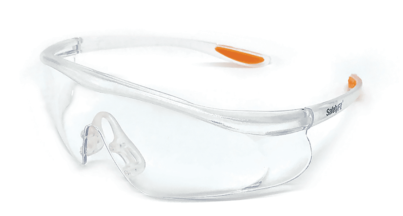 SAFETYFIT EYEWEAR CLEAR POLYCARBONATE LENS WITH FLEXIBLE TEMPLES, ADJUSTABLE RUBBER NOSE PC (SS151)