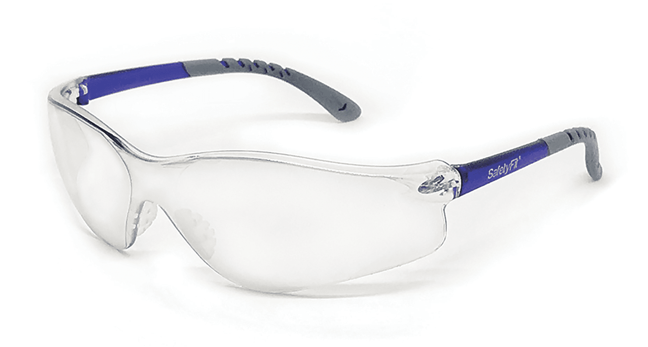 SAFETYFIT EYEWEAR CLEAR EXTENDED PC LENS WITH CO-MATERIAL INJECTED TEMPLES AND SOFT NOSE PAD SS9281
