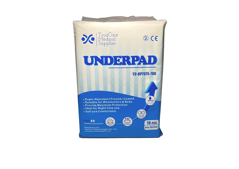 UNDERPADS, APPROXIMATELY 75 X 75 CM, 60GM, 10PCS/PACK, 15 PACK/CTN