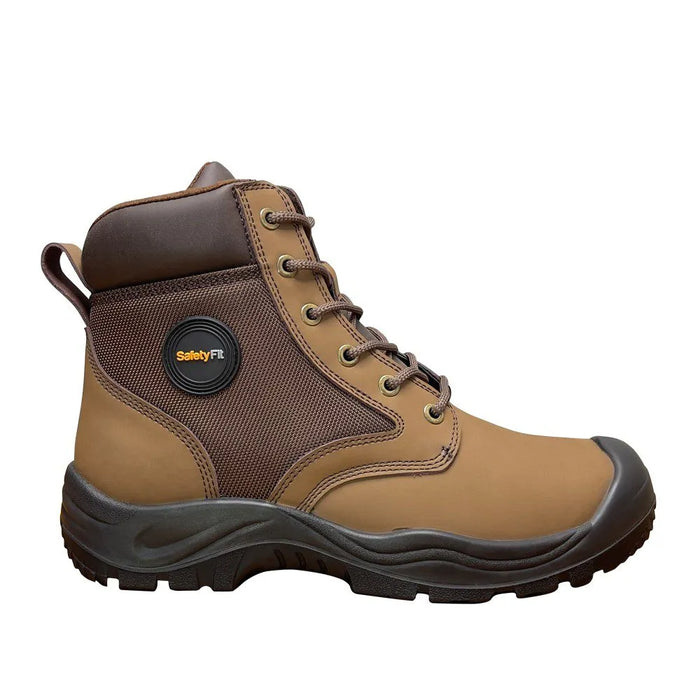 SAFETYFIT BROWN MID-CUT LACED SHOE WITH SIDE ZIPPER S3 SRC D12906BN