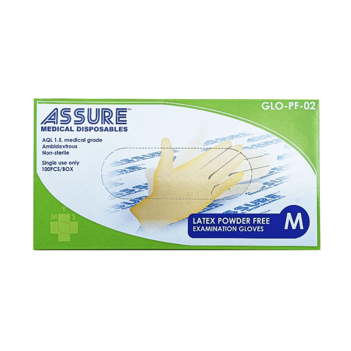 ASSURE LATEX EXAMINATION POWDER FREE GLOVE (100PC/BOX)