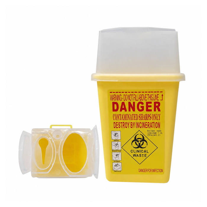 Sharps Disposable Box Container Bin with Lid