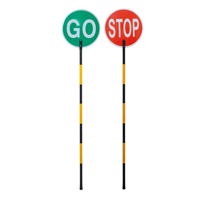 TRAFFIC STOP-GO SIGN DIA:39.5CM C/W POLE 182CM