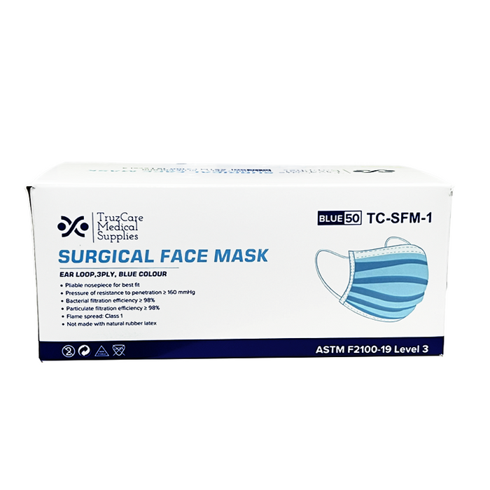 3 PLY SURGICAL FACE MASK, ASTM F2100 -19 Level 3